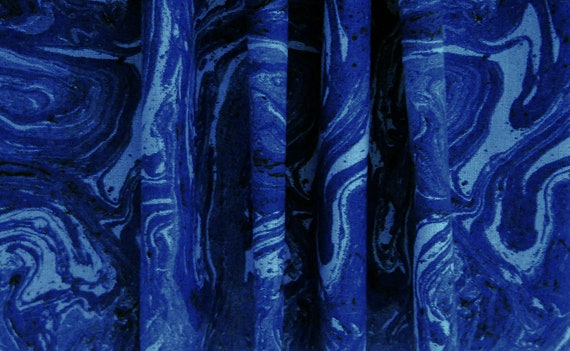 Oil Slick Blue Print Curtain Panels Curves Clouds Wavy Ocean Etsy