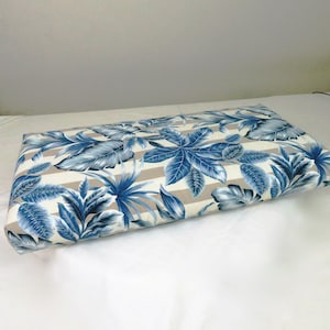 Custom Bench Cushion Cover Outdoor Floral Blue, Rectangular Window Home Decor Patio Decor Swing Garden
