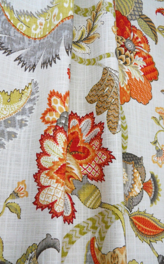 Flower Curtains Panels Pair Of 2 Two 25 Inches Wide Red Orange Etsy