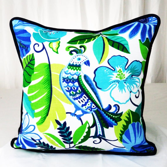Outdoor Floral Pillow Covers Blue White Green Bird Patio Replacement Cushion Custom Patio Decorative Piping Accent Sofa Couch Replacement Etsy Australia