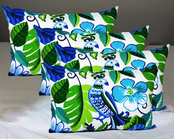 Throw Pillow Set Outdoor Pillows Set of 4, Floral Lumbar Pillow Covers Blue Throw  Pillow Sets Outdoor 