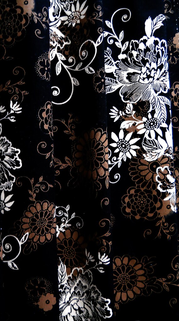 Panels Curtains Floral Black Brown Custom Cotton Fabric Etsy