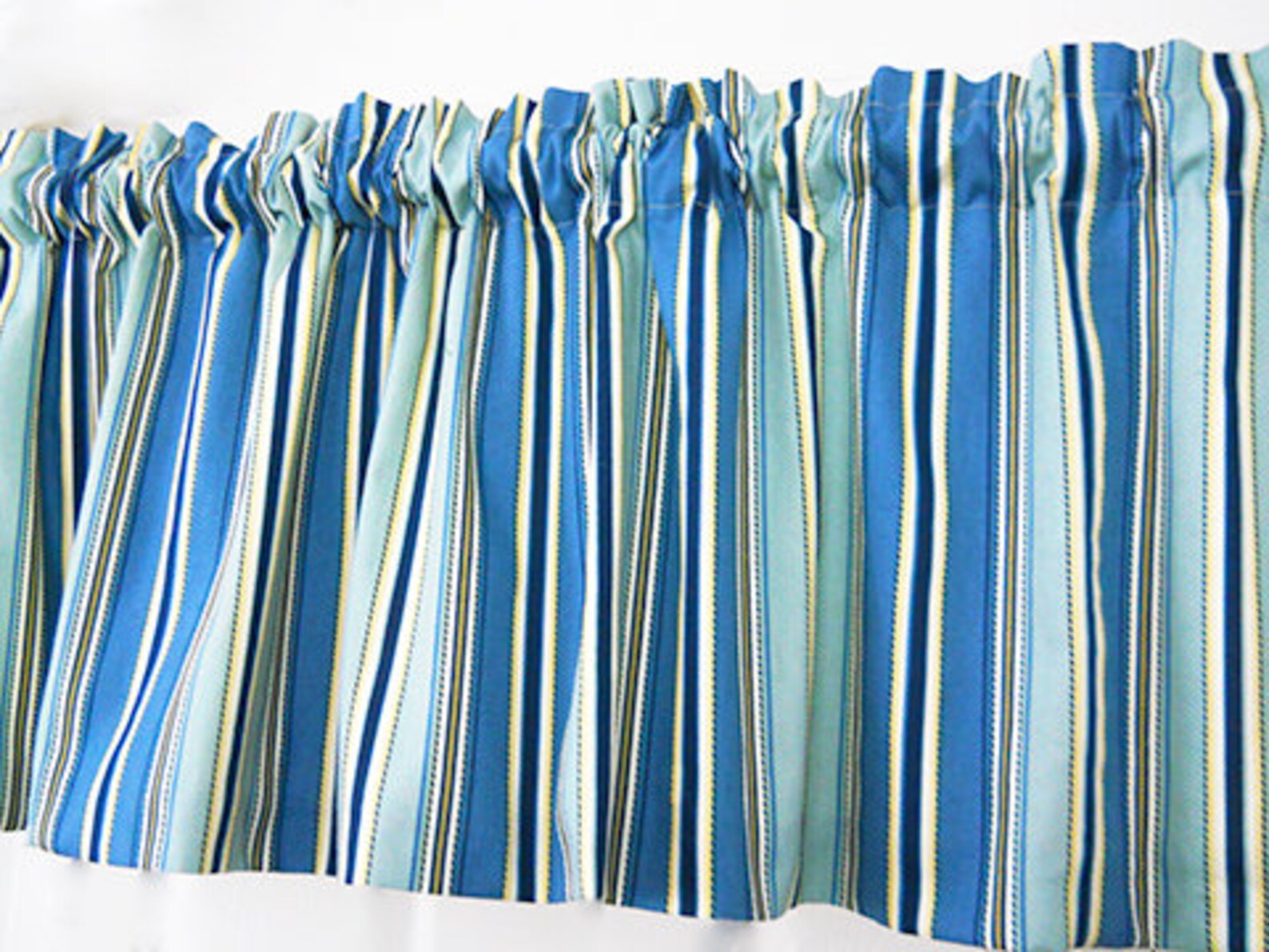 Valance Panels Stripes Navy Blue Blue Window Treatments - Etsy