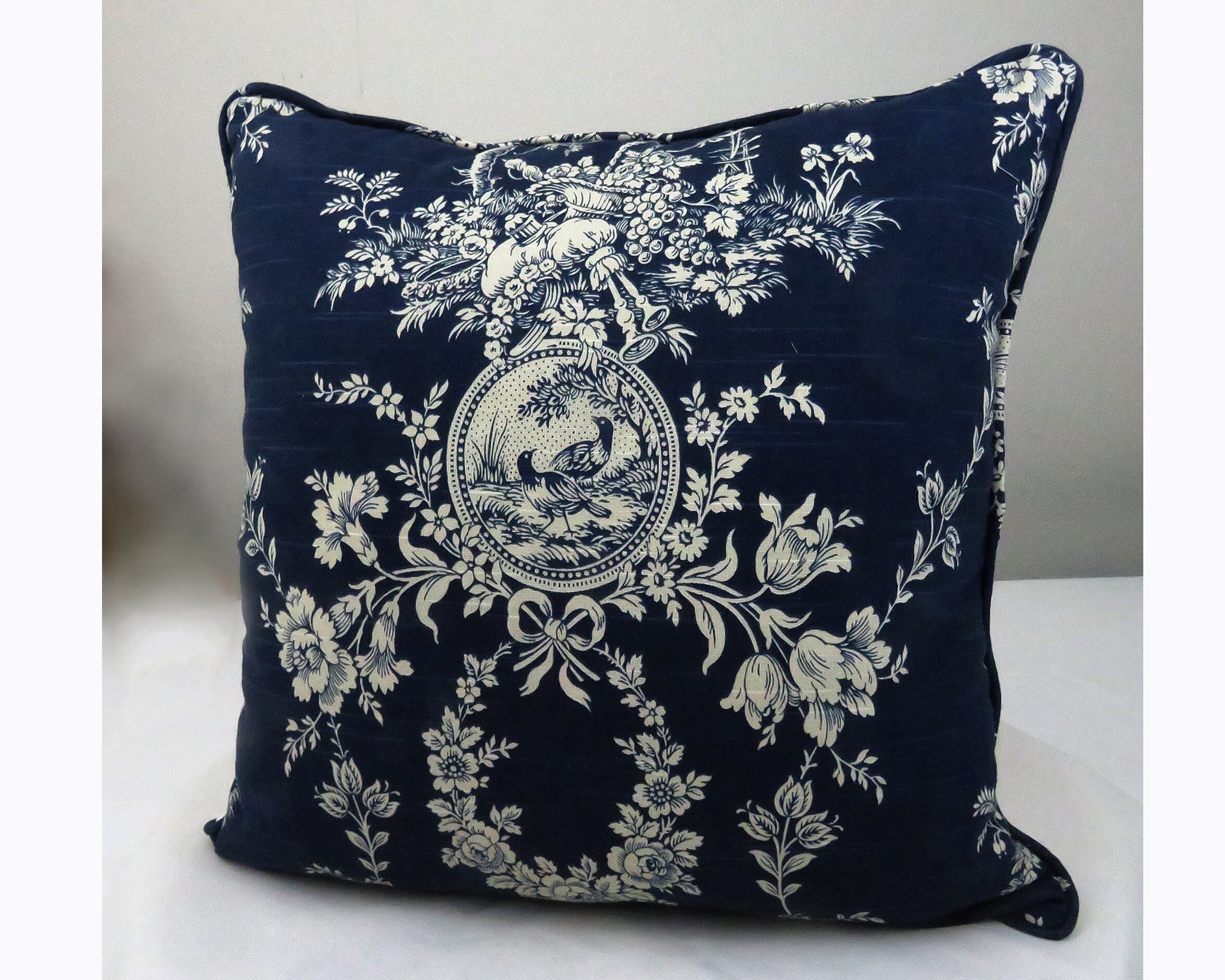 Blue Toile Pillow Cover toile on Both Sides With Optional -  in 2023