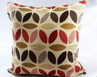 Colorful Leaf pillow cover pillows multi-color pillows Tan gold light dark brown dark red geometric black sofa couch home decor texture