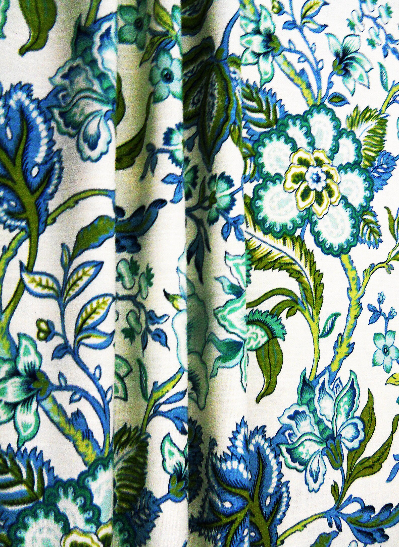 Blue Green Floral Curtain Panels Curtains Drapes Rod Pocket Etsy