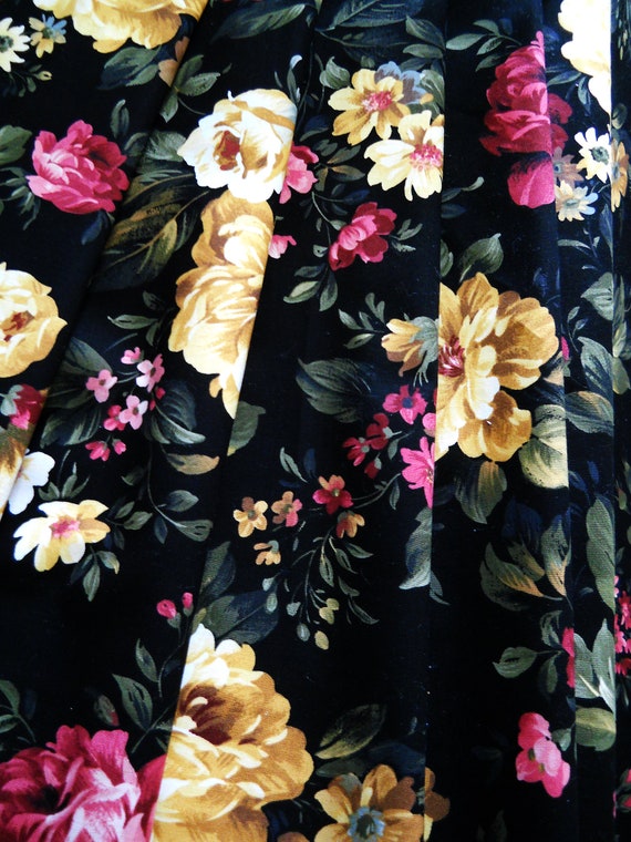 Panels Curtains Floral Black Brown Custom Pink Cotton Fabric Etsy