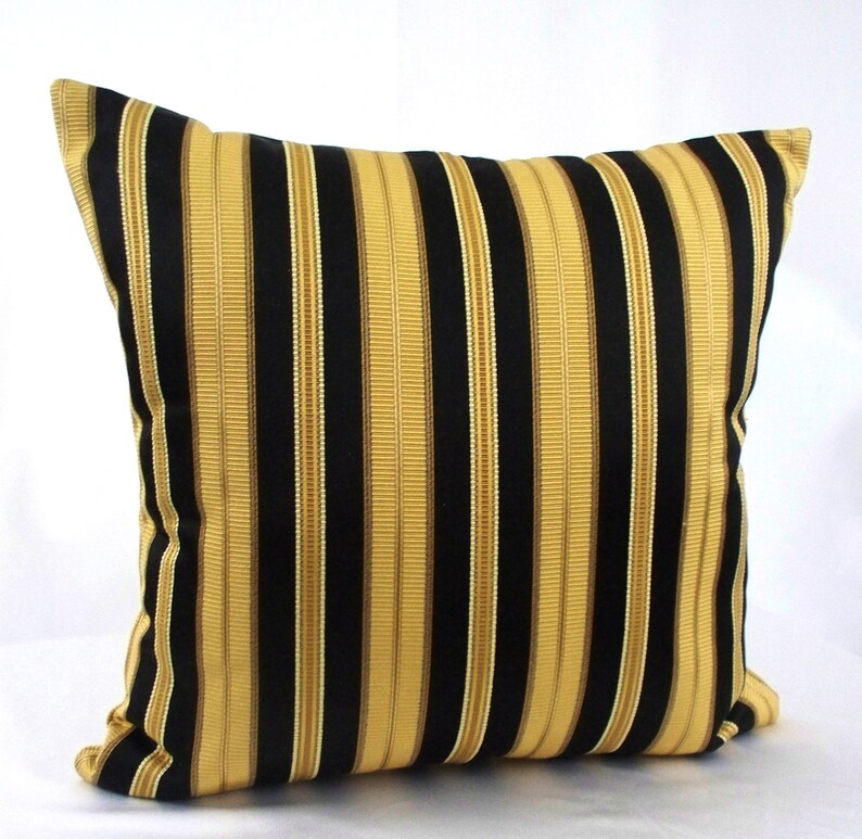 Gold and Black Striped Pillow Covers Stripes Decorative Etsy