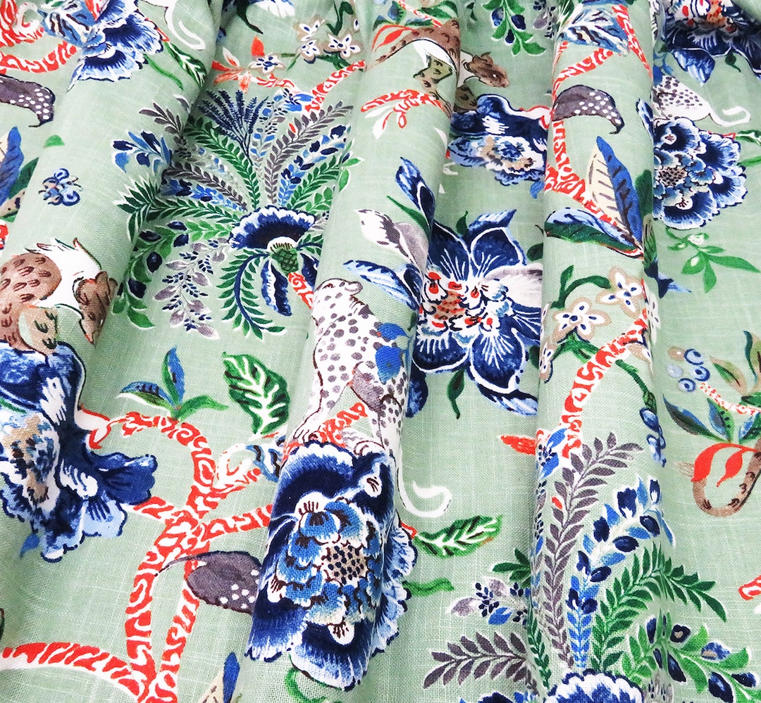 Custom Floral Curtains Rod Pocket, Blue and Green Floral Curtains ...