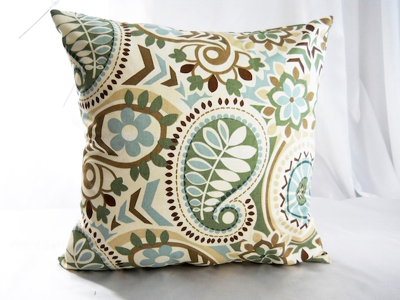 Waverly Decorative Pillow Covers Designer Blue Brown Ivory Etsy