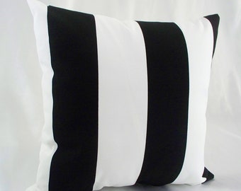 Black and White Outdoor Striped Outdoor Pillows Square Lumbar Pillows and Cushions Patio Furniture Toss Accent Pillows 18 20 22 24 Etsy Canada