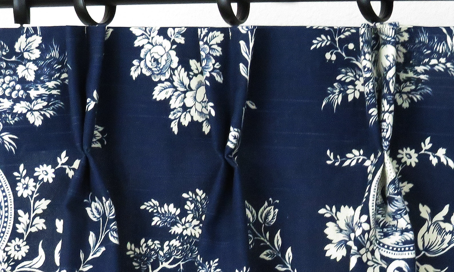 Navy Blue Drapery Panels Toile Pinch Pleated Lined Drapes - Etsy