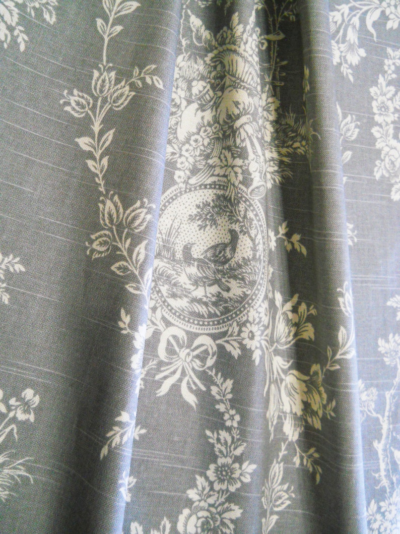 Grey Drapery Drapes French Panels Floral Toile Curtains Custom Etsy