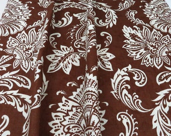 Brown Damask Curtain Panel, Rod Pocket, Home Decor