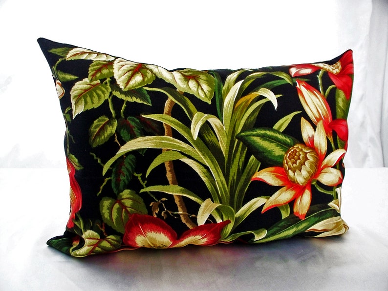 Tommy Bahama Botanical Glow Ebony Outdoor Pillow Covers , Floral
