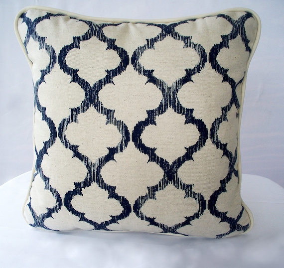 navy and beige pillows