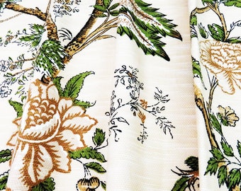 Magnífico par grande de cortinas de satén de algodón con flores antiguas  francesas con respaldo de terciopelo grueso, hermoso patrón de aerosoles  florales y hojas. -  España