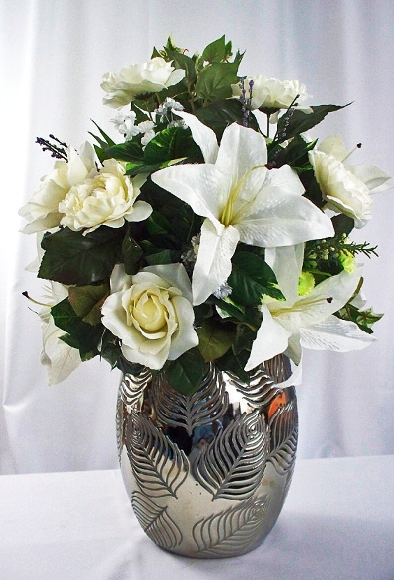 White Lily Flower Arrangement Large Floral Arrangements Etsy