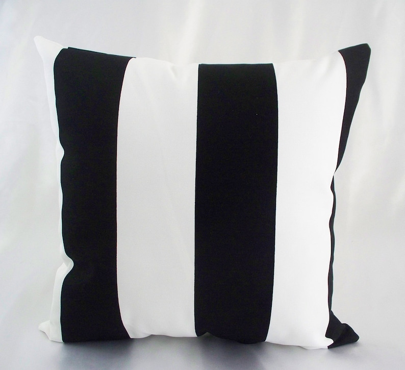 Black and White Outdoor Striped Outdoor Pillows, Square Lumbar Pillows