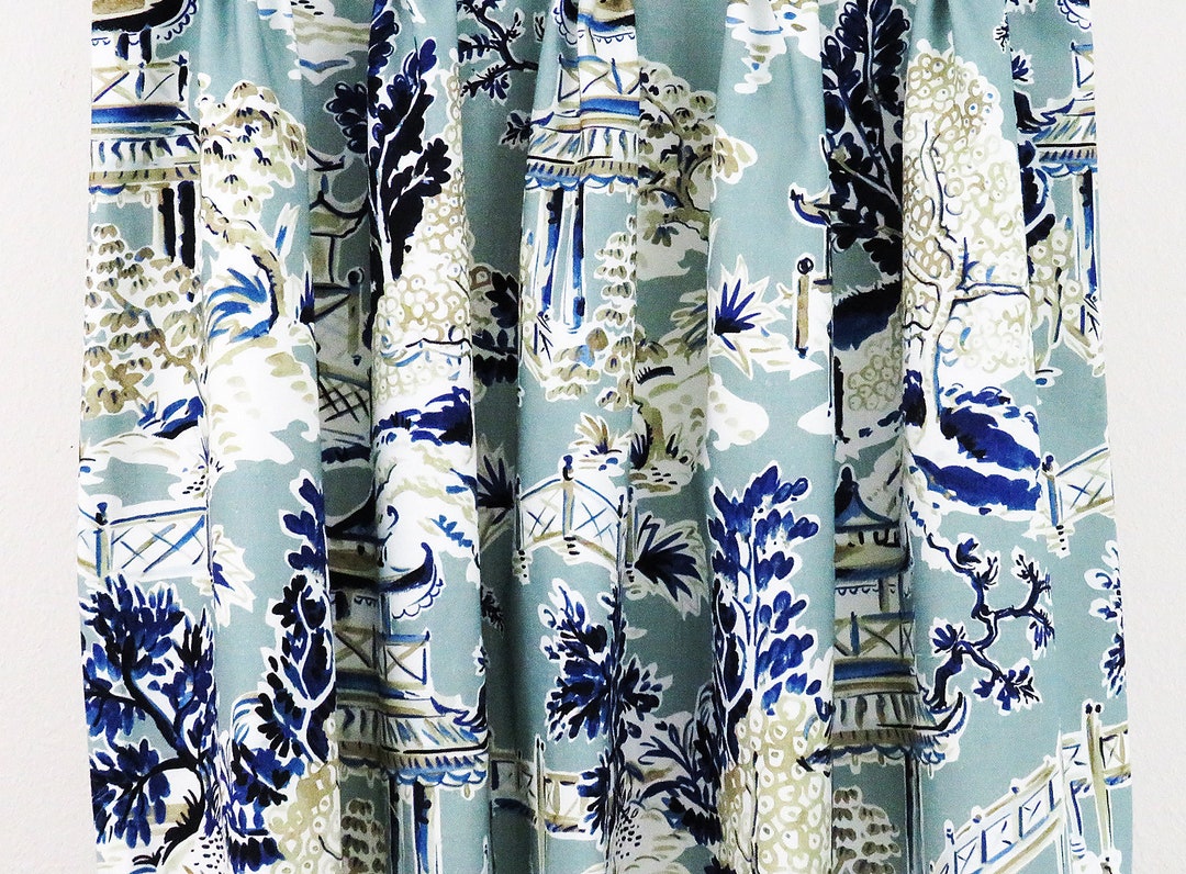 シルクカーテン シノワズリ フランス製 2枚 シルクカーテン シノワズリ フランス製 2枚