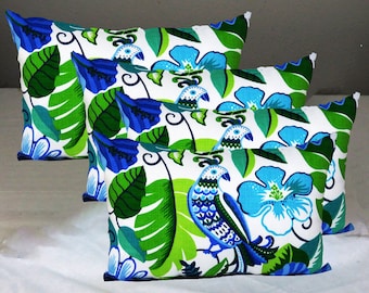Throw Pillow Set Outdoor Pillows Set of 4, Floral Lumbar Pillow Covers Blue Throw Pillow Sets Outdoor