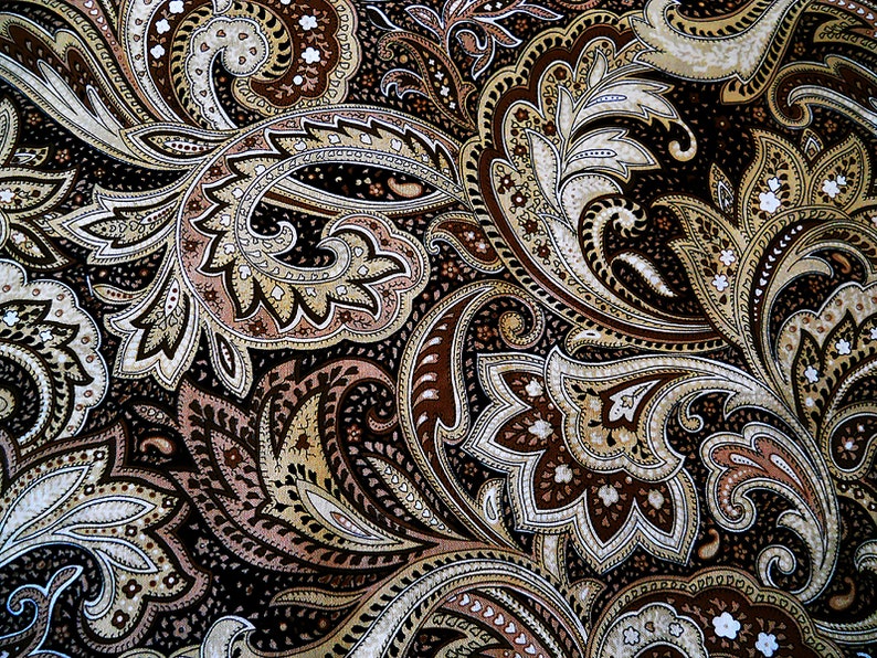 Cotton Valance Paisley dark brown white Bedroom kitchen decor Bathroom curves designs Home house room family black Sliding doors blinds