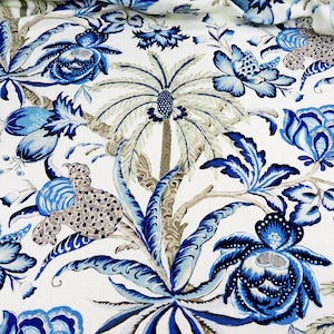 Pair Panels Pinch Pleat Curtains, Double Panels Floral Custom Curtains, Patio Door Curtains, Blue and White Pinch Pleat, Navy Living Room