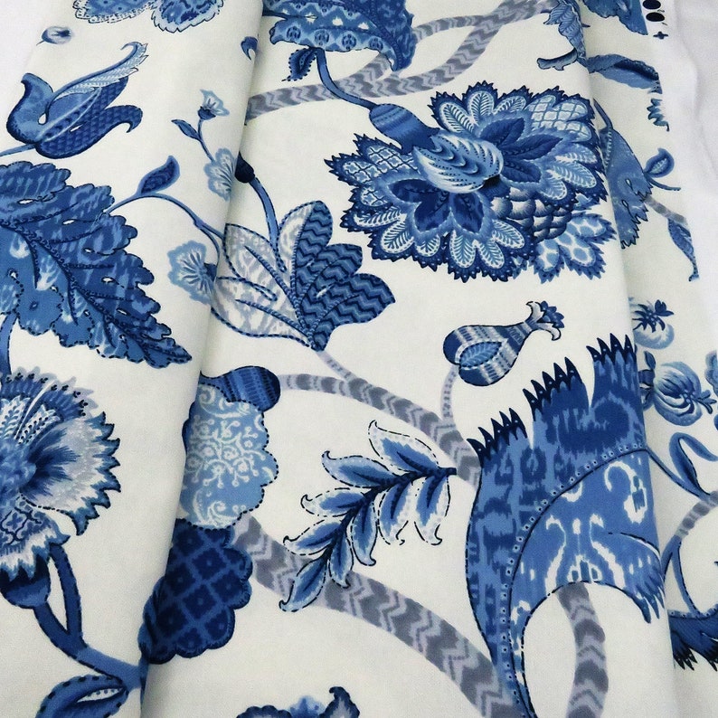 Jacobean Floral Curtain Panels Blue Drapes Rod Pocket Window Treatment