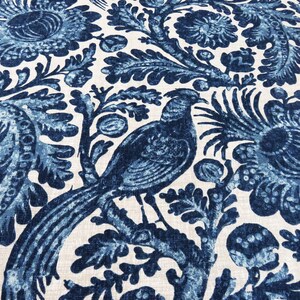 2 Decorative Pillow Covers Bird Print Navy indigo  Blue Cream shams cases, Pillowcase sofa couch bed living room home decor accent house
