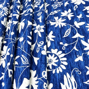 Grommet Curtains, Living Room Curtain Panels, Indigo Curtains, Blue Floral Curtains, Blue and White Cream Beige, Window Treatments Home