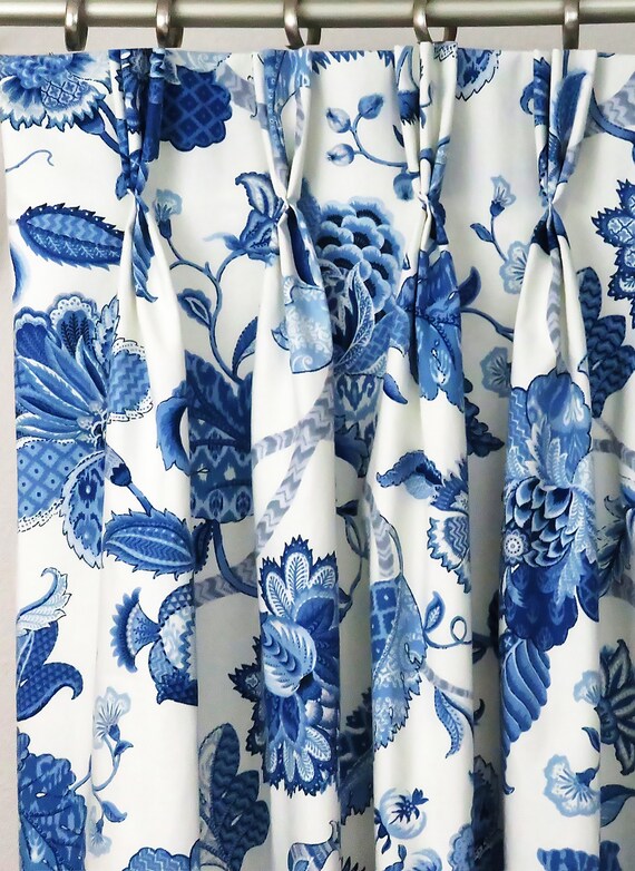 Extra Large Wide Blue Pinch Pleat Window Treatments 48 Wide Blue Pinch Pleat Window Treatments, Extra Wide Curtain Panels Pinch Pleat