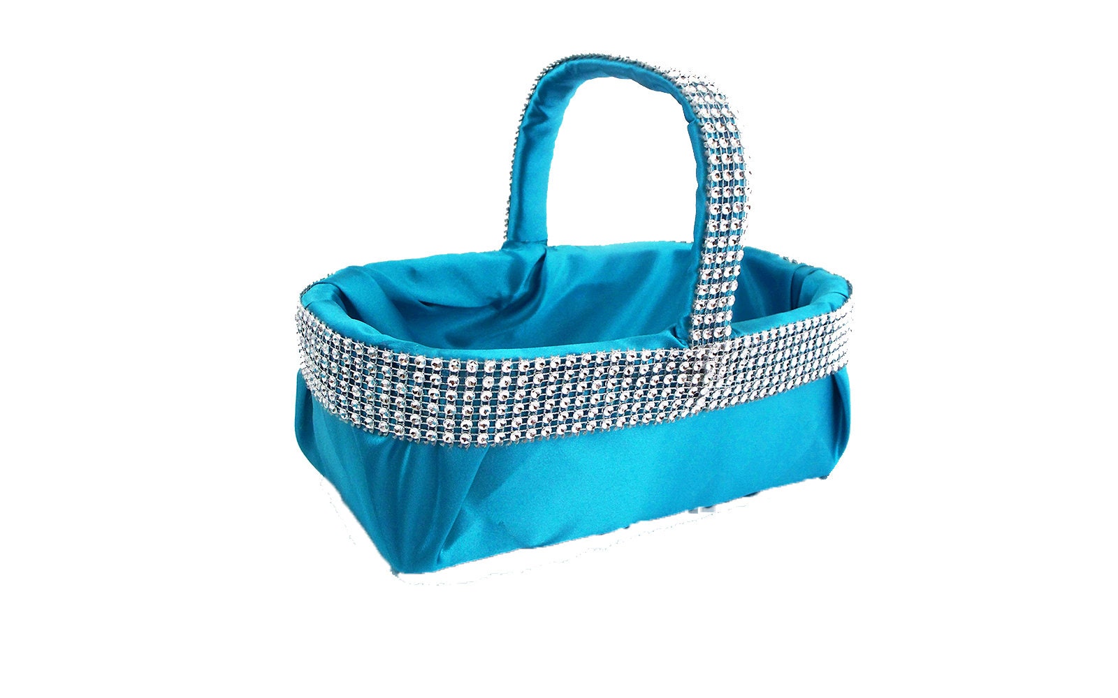 Turquoise Blue Wedding Flower Girl Baskets Satin Basket Etsy