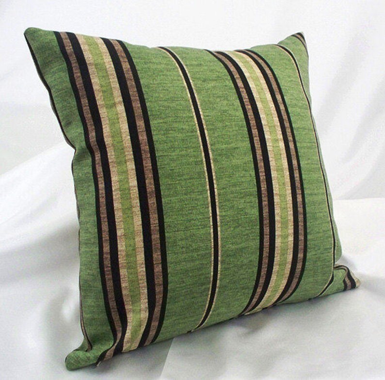 Green Outdoor Pillow Covers, Green Stripe Pillows, Floral Pillow Covers