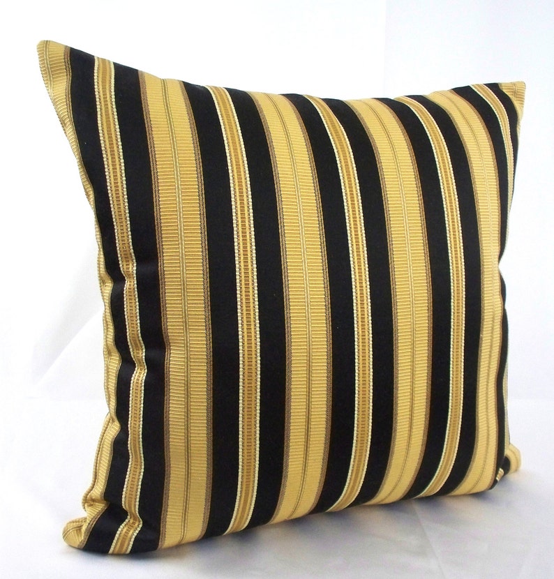Gold and Black Striped Pillow Covers Stripes Decorative Etsy