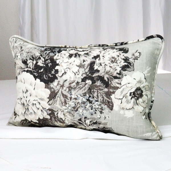 Long Lumbar Throw Pillows Beige Light Ivory White Decorative Piping  Gray Floral Pillow Cover Cushion Home Decor Bedroom Sofa Couch