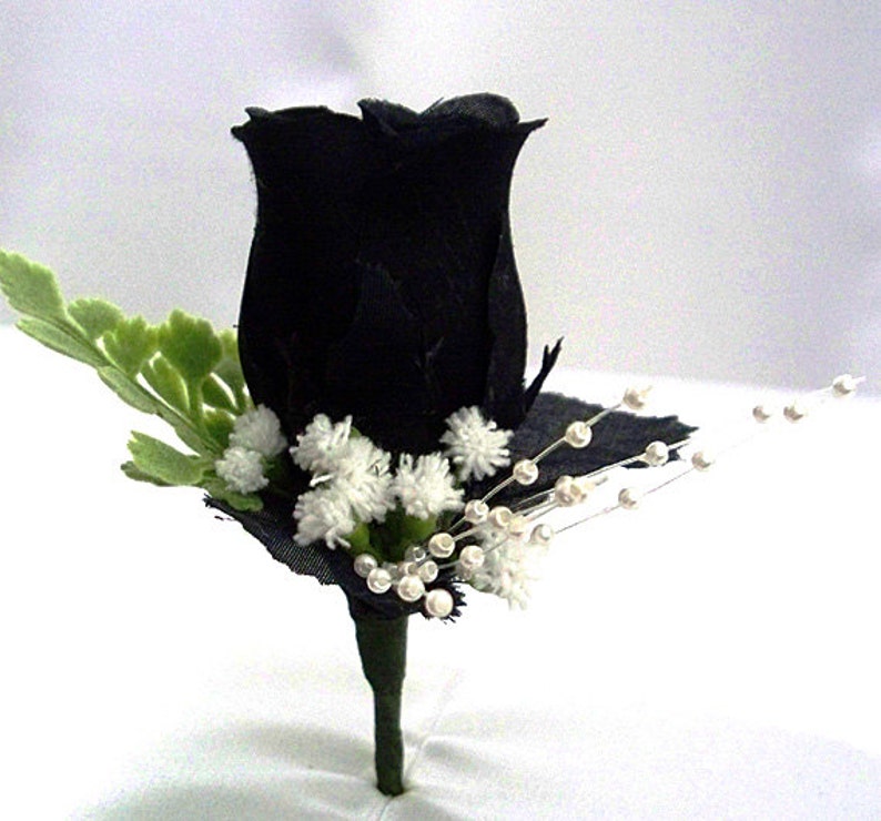 Black corsage Black boutonniere Black wedding silk Etsy