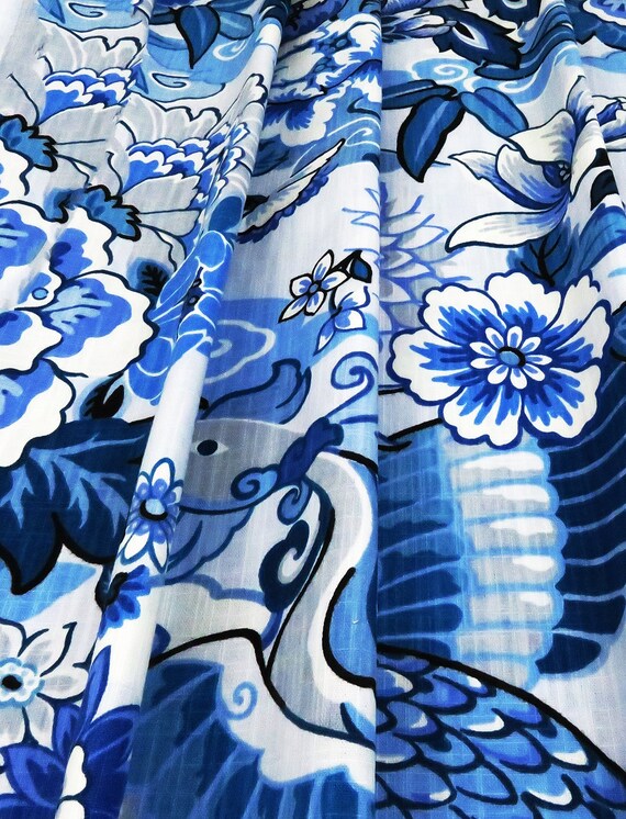 Tenda a pieghe floreali blu tende bianche per aste trasversali tende  oscuranti, soggiorno camera da letto porta scorrevole in vetro -  Italia