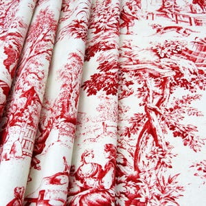 Custom Drapes Panels, Custom Draperies, Red Toile Curtains, Rod Pocket Living Room Bedroom Home Decor, Kids Nursery Kitchen Sliding Door