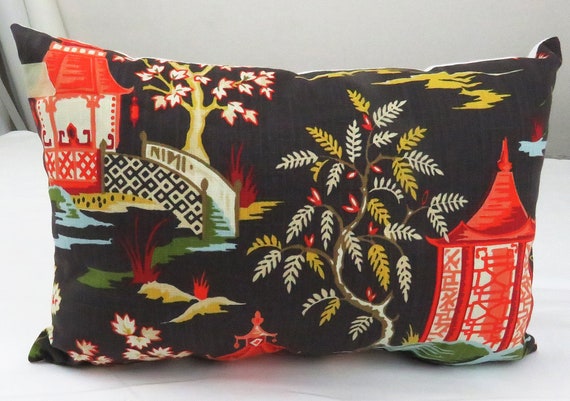 Lumbar Oriental Chinoiserie Throw Pillow Covers Pagoda Cushions Shams Pillowcases Home Decor Toss Pillows Sofa Couch Decor Etsy Canada