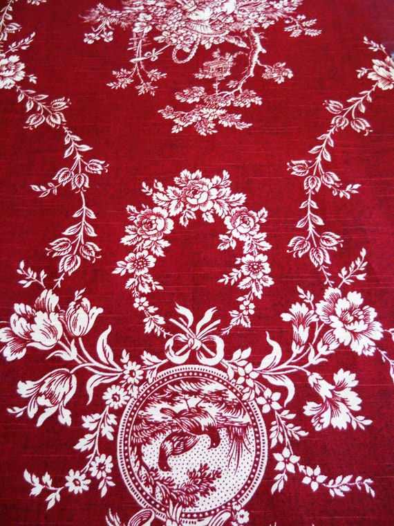 Valance Floral Red Country House French Toile Toppers Wine Classic Drapery Style Top Decor Bedroom Living Room 80 84 90 96 120 Inches