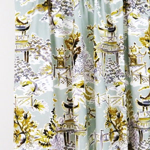 Chinoiserie Grommet Top Drapery Curtain panels Asian Oriental Window Treatments Gold, Drape Bedroom Living Room Dining Custom Home Decor