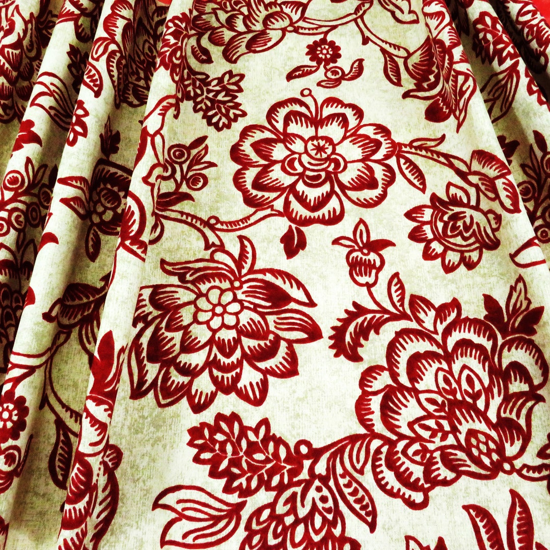 Valances for Windows Red and Ivory Valances Kitchen Rod Pocket, Living ...
