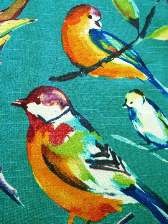 Valance Birds Curtains Print Green Teal Valence Lisette Etsy