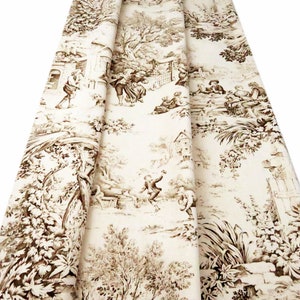 Toile Curtains, Brown Toile Curtains, Rod Pocket Panels, Curtains for Living Room, Gold and Brown Curtains, 84 inch 96 long 108 Dining Room