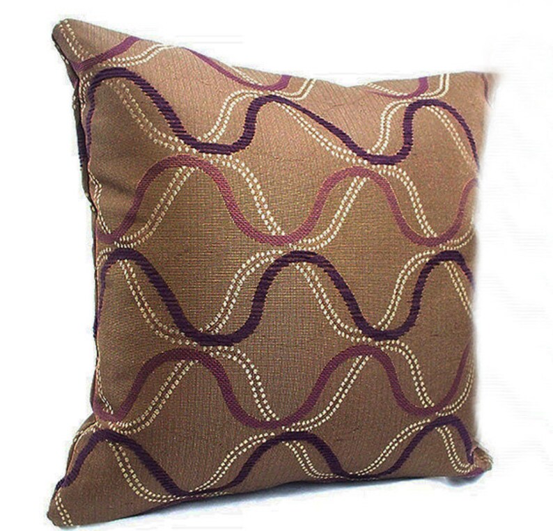 Brown and purple pillows, Designer pillow covers, Brown throw pillows, Brown pillows, Purple pillow covers, Purple throw pillow, Lavender image 1