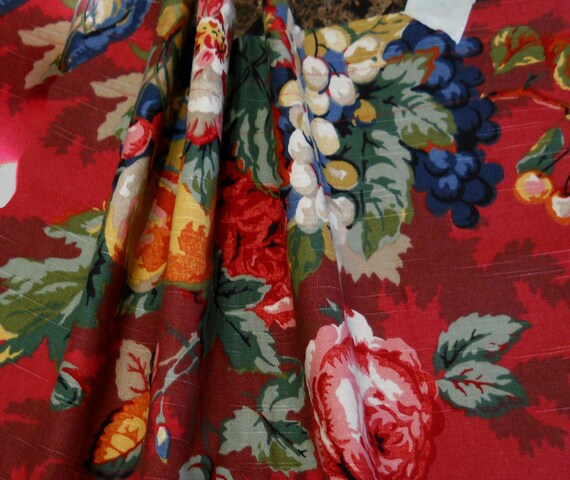 2 Custom Floral Drapery Panels Two Queensland Crimson Red P Etsy