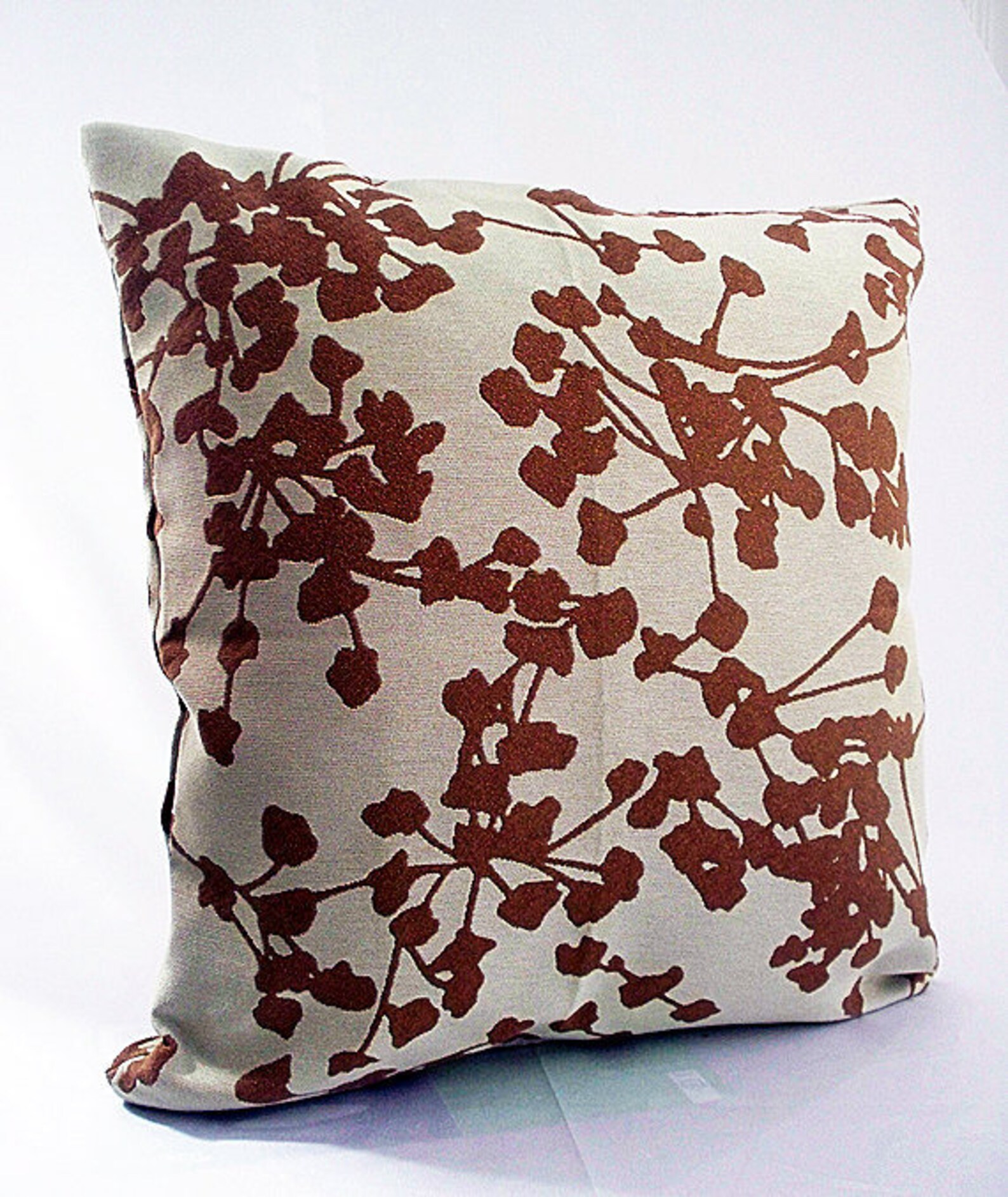 Textured Floral Light Dark Brown Throw Pillow Cover, Brown Tan Pillows