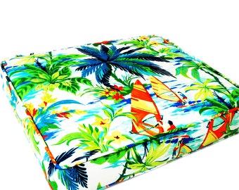 Tropical Outdoor Seat Cushion Covers Nautical Sofa Couch Replacement Patio Floral Furniture Ocean Leaves