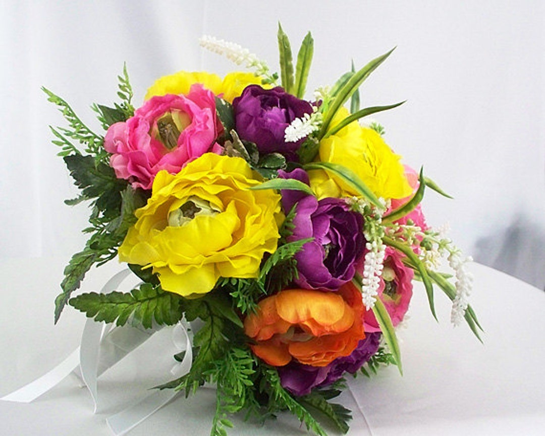 Bridal Bouquet Wedding Flowers Bouquets, Wedding Multicolor Ranunculus