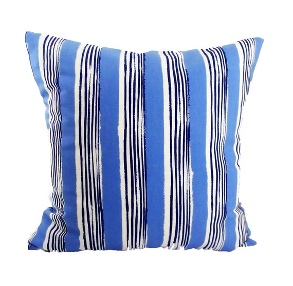 Set of 4 Blue Stripes Outdoor Throw Sofa Couch Pillow Covers, Outside Pillows  Package, Lawn Chair Cushions Sets, Decorative Furniture Home 